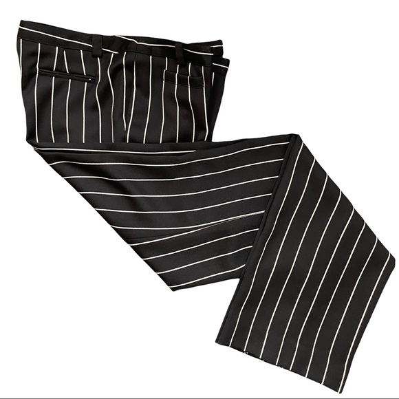 Emporio Armani Trousers Wool Pants Dressy Work Career Black White Stripe Size 12 - Picture 1 of 6